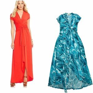 MICHAEL KORS Teal Marble High-Low Faux-Wrap Dress 8